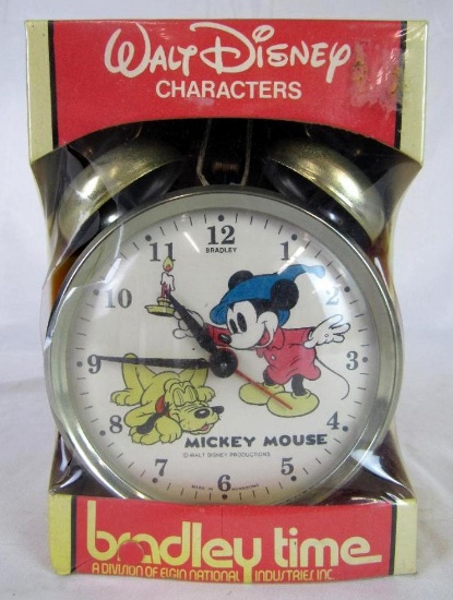 Vintage Bradley Disney Mickey Mouse Double Bell Alarm Clock