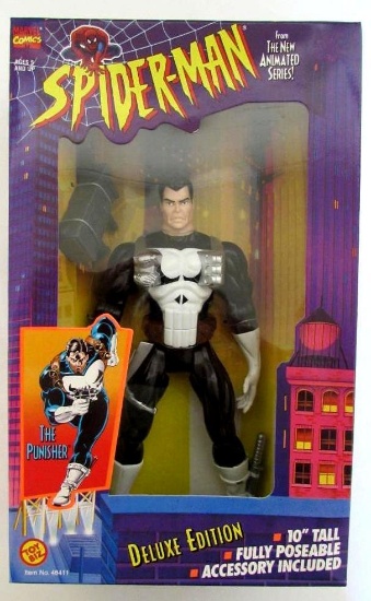 Vintage 1995 Toybiz Spiderman Animated Series- Deluxe 10" Punisher Sealed MIB