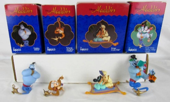 Lot (4) Enesco Walt Disney Aladdin Ornaments Jasmine Genie Abu MIB