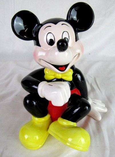 Vintage (1980's) Disney Mickey Mouse Ceramic Coin Bank 8.5"