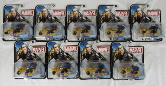 Lot (9) Hot Wheels Marvel Cable Character Cars Sealed on Card