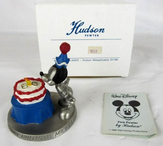 Vintage 1988 Hudson Pewter Mickey Mouse 60th Birthday Figurine