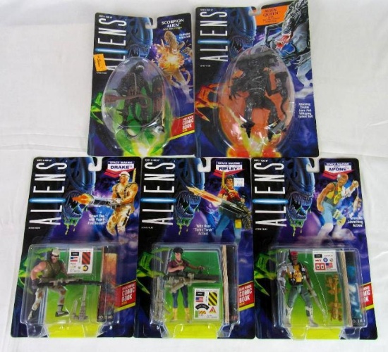 Lot (5) Vintage 1992 Kenner Aliens Figures- Queen, Scorpion, Ripley+ MOC