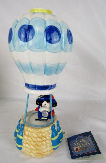 Vintage Disney Mickey Mouse Hot Air Baloon Music Box 11" by Schmid
