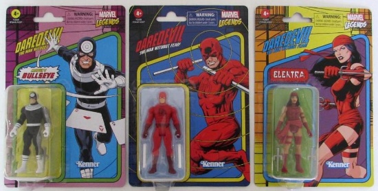 Marvel Legends- Kenner Retro Series (4") Daredevil, Elektra, Bullseye MOC