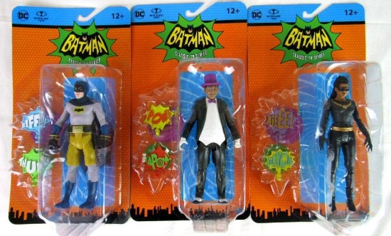 Lot (3) McFarlane Toys 6" Batman Classic TV Series Figures Sealed MOC