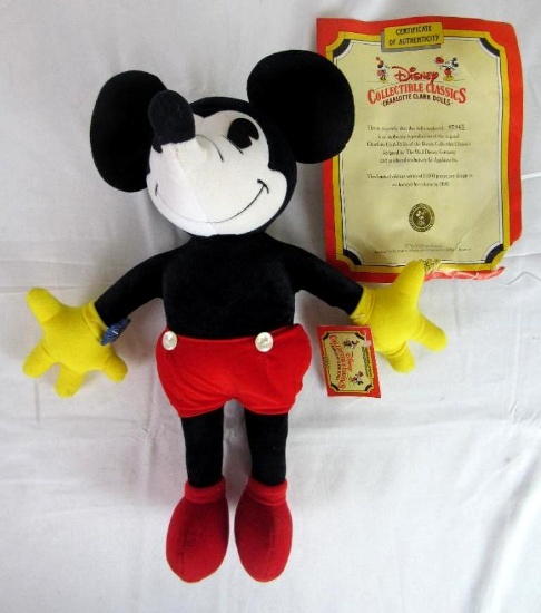 Disney Mickey Mouse 16" Applause Plush Toy New With Tag by Charlotte Clark "1930"