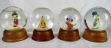 Lot (4) Disney New England Collector Society Snow Globes- Mickey Pluto Pinocchio++