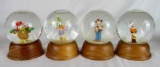 Lot (4) Disney New England Collector Society Snow Globes- Donald Daisy Clarabell Horace++