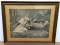 Antique 1890 Girl with Chick Framed Print by M.B. Parkinson NY