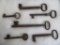 Lot of (6) Antique Cast Iron Skeleton Keys