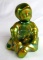 Vintage Zsolnay Green Irridized Art Glass Seated Girl
