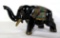 Antique Houza Hand Enamel Black Glass Elephant Dresser Box