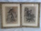 Lot of (2) Antique Pencil & Charcoal Bird Sketches in Antique Wood Frames