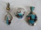 Native American Sterling Silver Turquoise Jewelry (Lot of 3) Ring and Pendants