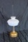 Antique Coleman Double Mantle Oil Lamp w/ Victorian Frosted Glass Shade