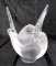 Outstanding Lallique French Crystal #12258 Sylvie Dove Love Birds Vase w/ Glass Flower Frog