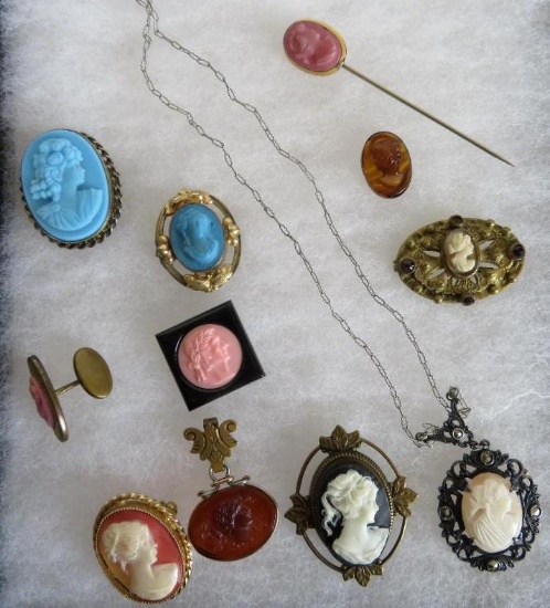 Grouping of Antique Cameo Jewelry, As shown
