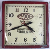 Antique Sacco Fertilizer Advertising Electric Clock, 16.5