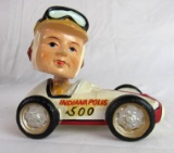 Rare 1950's Indianapolis 500 Paper Mache Race Car Driver Nodder Bobblehead