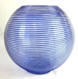 Mid Century Modern Czechoslovakian Cobalt Machine Threaded Ball Vase