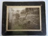 Antique Cabinet Card Photo of Farmer with The Little Giant Farm Implement 9