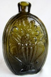 Antique 1890's Embossed Glass Bottle Flask with Cornucopia