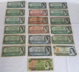 Lot of (19) Antique & Vintage Canadian Paper Currency, Face Value $49.
