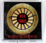Antique RCA Tubes TV Radio Service Lighted Advertising Electric Clock