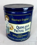 Vintage Quinlan's Pretzel Thins 48oz. General Store Metal Can