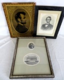 Lot of (3) Abraham Lincoln Framed Portraits Inc. Reverse Printed on Glass, Engravings