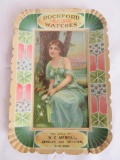 Antique Rockford Watches Tin Advertising Tip Tray