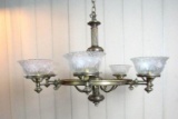 Large Antique Electric 7 Arm Round Dining Chandelier