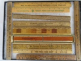 Lot of (11) Antique & Vintage Wood Advertising Rulers, Inc. Davis Sewing Machine Co. Natl. Radio