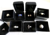 Lot of (8) Vintage Sterling Silver Cocktail Rings