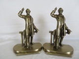 Pair of Vintage PMC Lincoln at Gettysburg Metal Bookends
