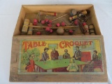 Antique Milton Bradley Table Croquet Game Set