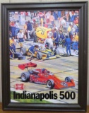 Vintage 1980 Miller High Life Beer- Framed Indy 500 Cardboard Sign- Original