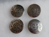 Lot of (4) Antique Premier Cushion Spring Employee Worker Badges