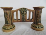 Antique Roseville Pottery Florentine Gate Double Candleholder