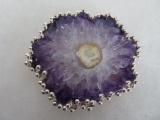 Outstanding Southwestern Sterling Silver Amethyst Stalagtite Brooch Pin