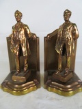 Pair of Vintage Lincoln Standing Copper and Brass Bookends