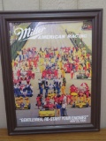 Rare Vintage 1986 Miller High Life Beer- American Racing Framed Indy 500 Cardboard Sign- Original