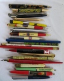 Large Lot of 21 Advertising Mechanical Pencils and Ball Point Pens