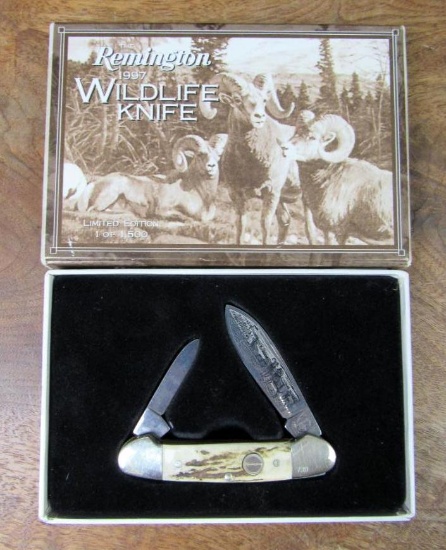 Beautiful NOS 1997 Remington Stag Handled Canoe Wildlife Pocket Knife (1 of 1500)
