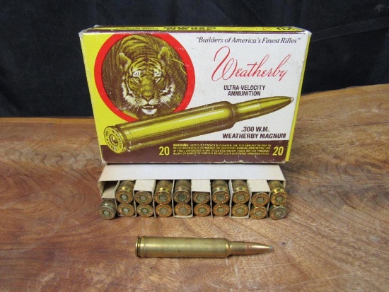 NOS Vintage Box (20 Rds) Weatherby .300 Win Mag Ammo in Graphic Box