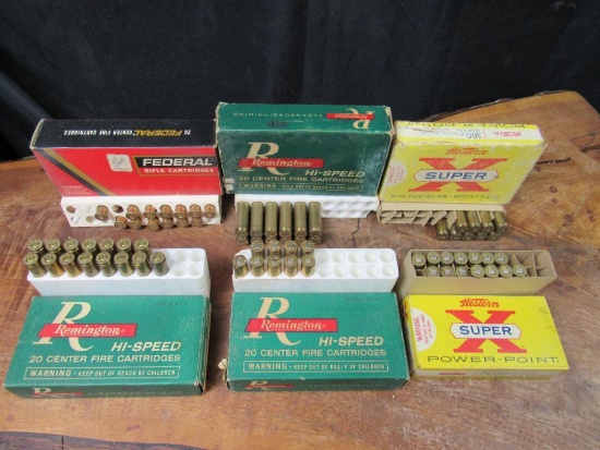 6 Partial Boxes ( 69 Total Rds) of Assorted Rifle Ammo. 300 win mag, 32, 30-30, 243