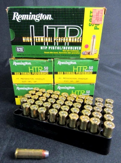 41 Rem Mag Ammo- 5 Full Large Boxes Remington (250 Rounds Total)