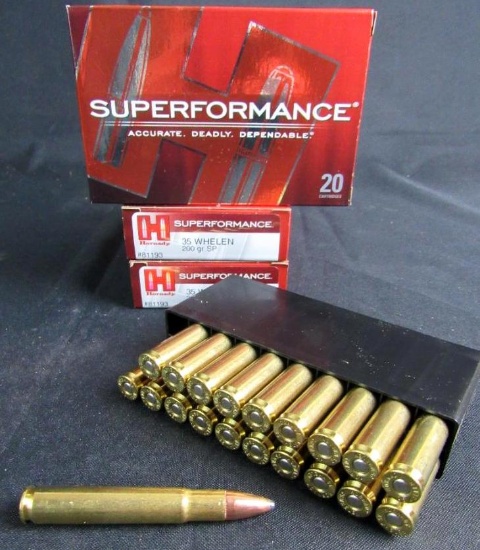 35 Whelen Ammo- (3) Full Boxes Hornady Superformance (60 Rounds Total)