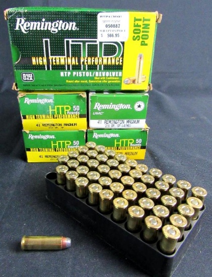 41 Rem Mag Ammo- 5 Full Large Boxes Remington (250 Rounds Total)